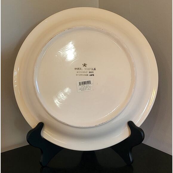 Royal Norfolk Floral Handpainted Stoneware Dinner Plates Set Of 2 Blue Org 10.5 - Picture 4 of 10